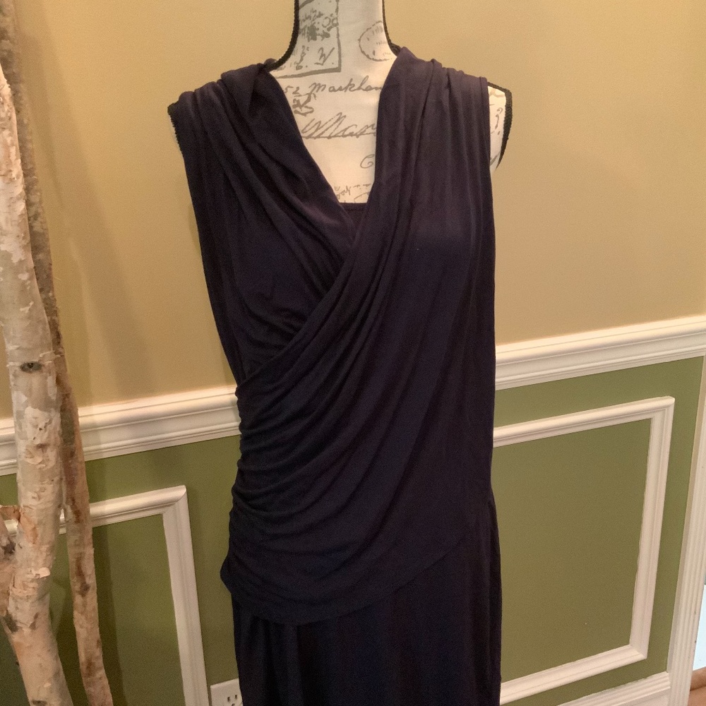 Karen Kane Faux Wrap Dress Navy
